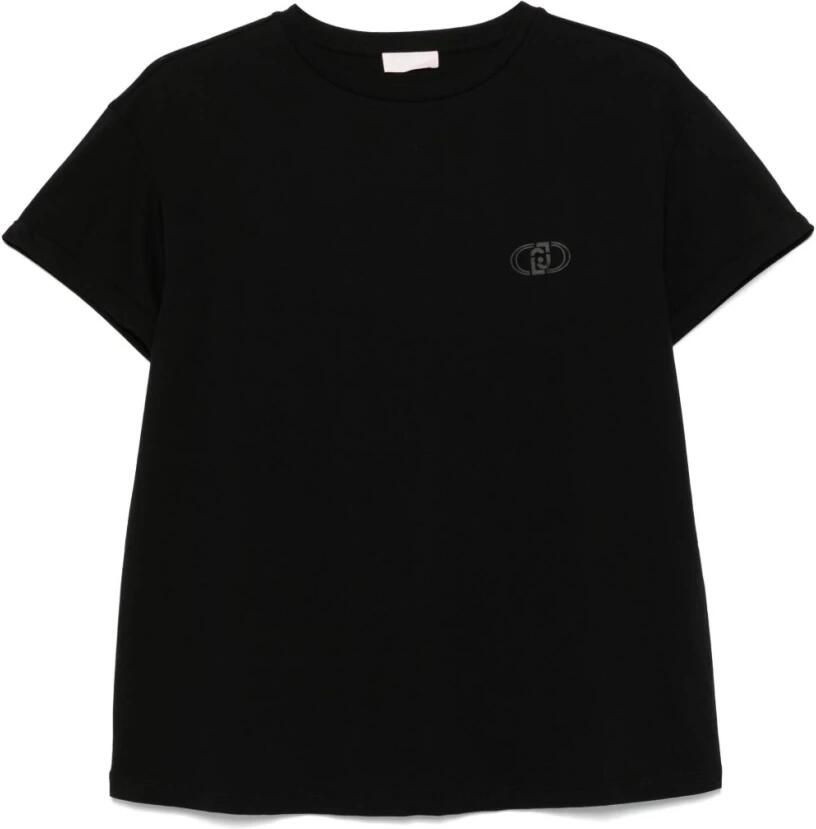 Liu Jo Zwarte Crew Neck T-shirts en Polos Black Dames