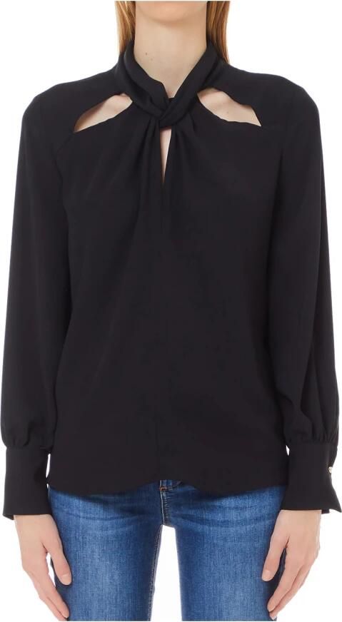 Liu Jo Zwarte Shirt met Knoop Detailing Black Dames - Foto 5