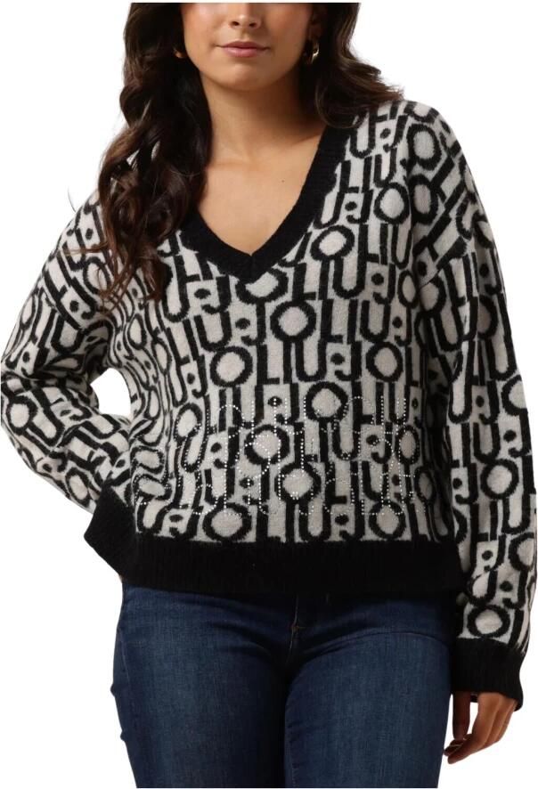 Liu Jo Zwarte Gebreide Trui met Gele Strepen Black Dames - Foto 3