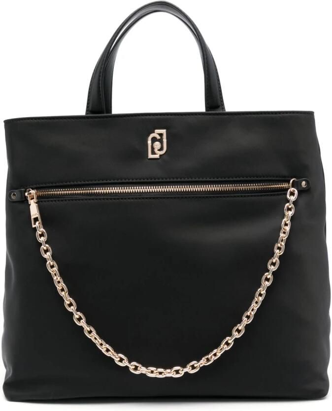 Liu Jo Zwarte Nylon Winkelmand met Metalen Ketting Black Dames - Foto 5