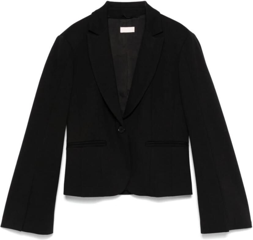 Liu Jo Zwarte jas met knoopsluiting aan de voorkant Black Dames