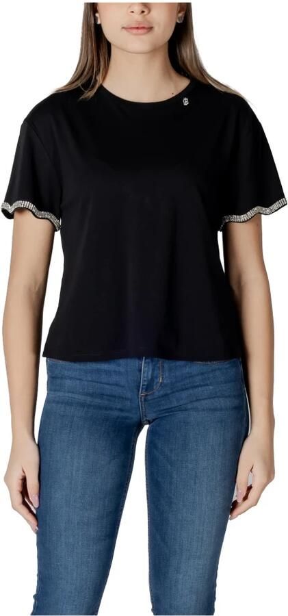Liu Jo Katoenen T-shirt met korte mouwen voor vrouwen Black Dames