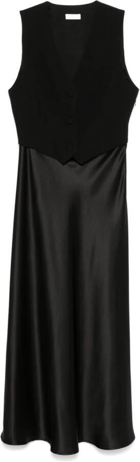 Liu Jo Zwarte Lange Jurk met Ingebouwd Vest Black Dames - Foto 6