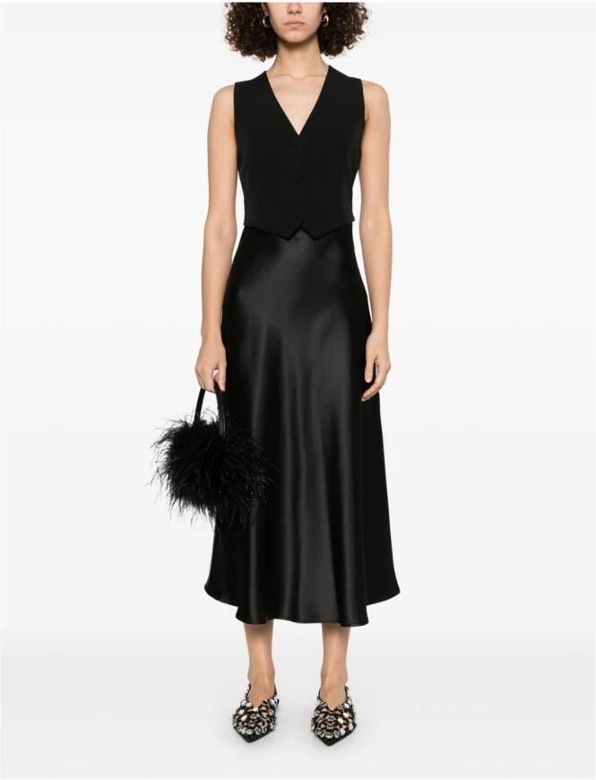 Liu Jo Zwarte Lange Jurk met Ingebouwd Vest Black Dames - Foto 4