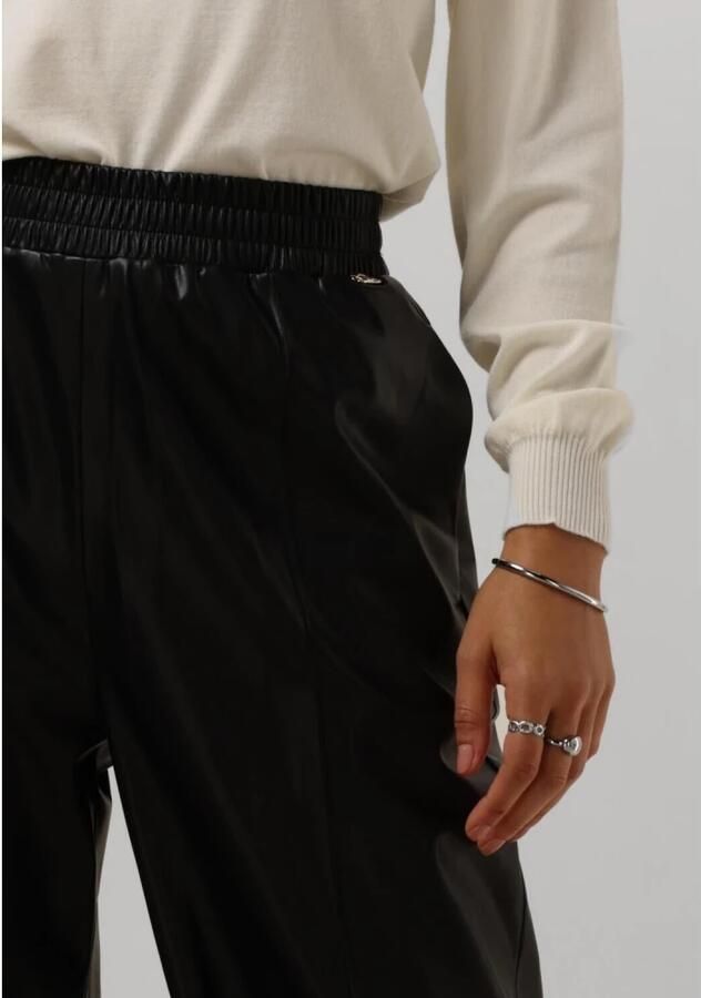 Liu Jo Zwarte Leatherlook Wijde Jogger Broek Black Dames