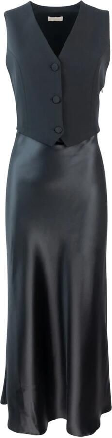 Liu Jo Zwarte Lange Jurk met Ingebouwd Vest Black Dames - Foto 10