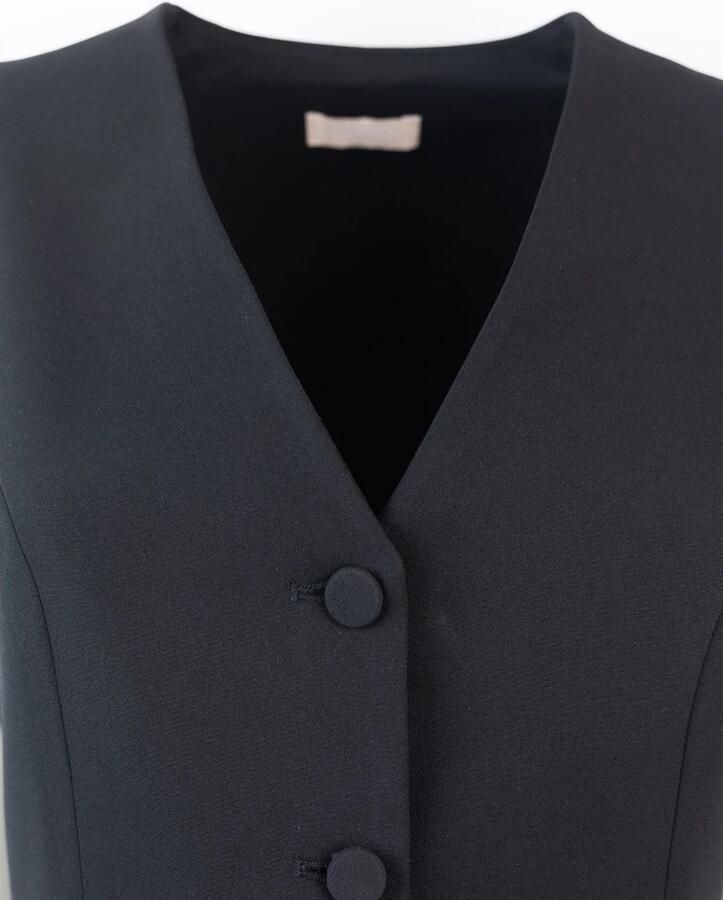 Liu Jo Zwarte Lange Jurk met Ingebouwd Vest Black Dames