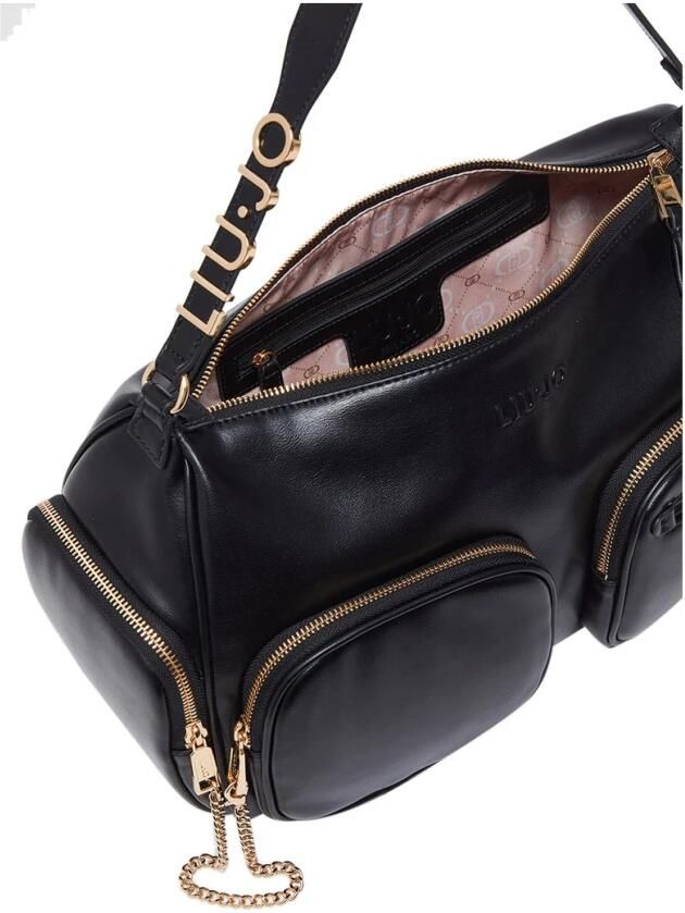 Liu Jo Zwarte Schoudertas met Gouden Details Black Dames