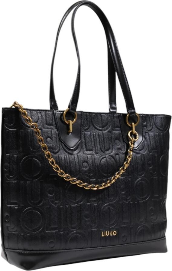 Liu Jo Zwarte schoudertas met gouden details Black Dames