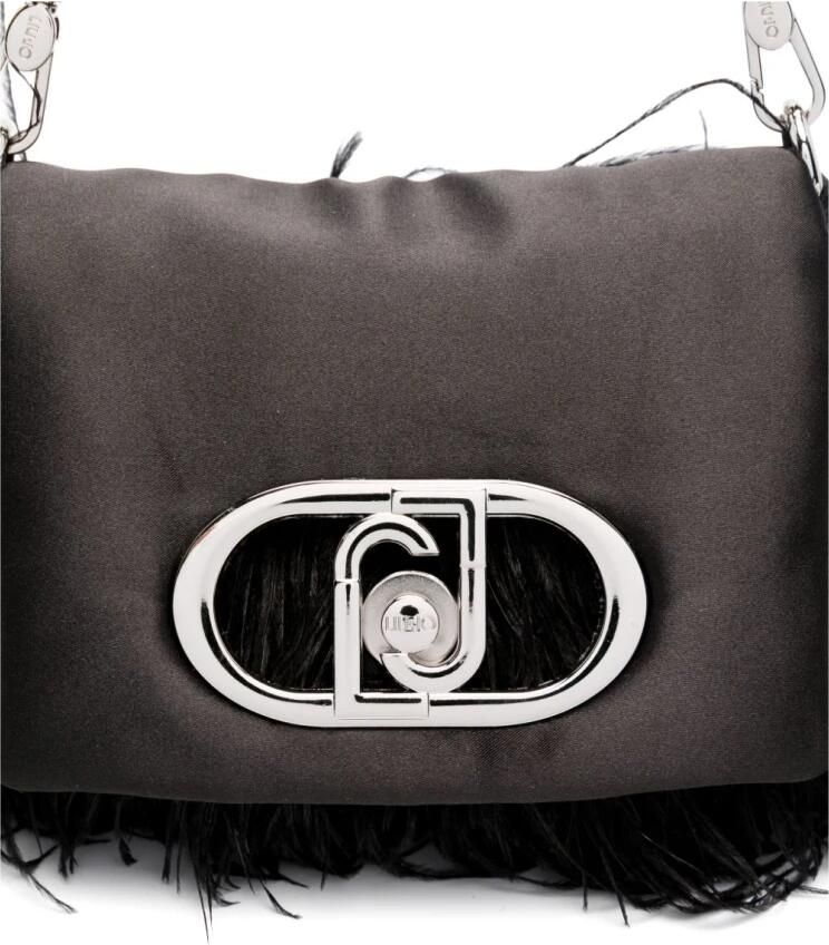 Liu Jo Zwarte Foldover Ketting-Link Schoudertas Black Dames