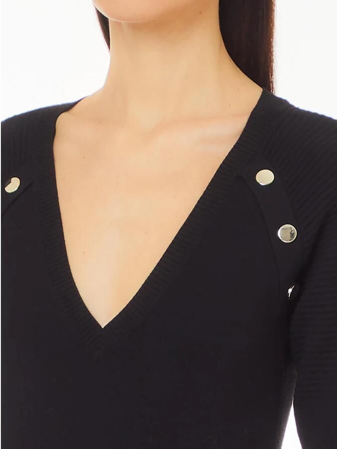 LIU JO Dames Truien & Vesten Ecs Maglia Chiusa M l 2 Zwart - Foto 5