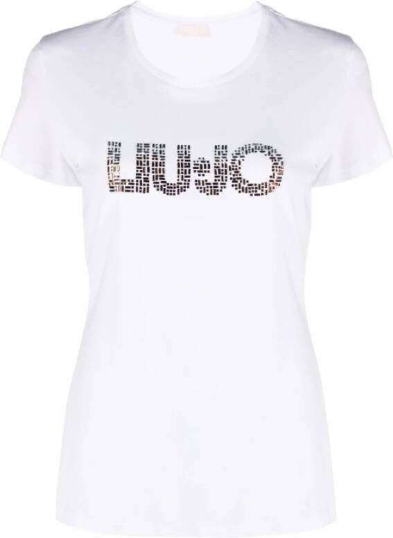 Liu Jo Logo en Strass Dames T-shirt Black White Gray Dames