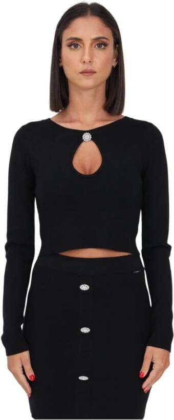 Liu Jo Dames Jewel Neck Cropped Sweater Black Dames