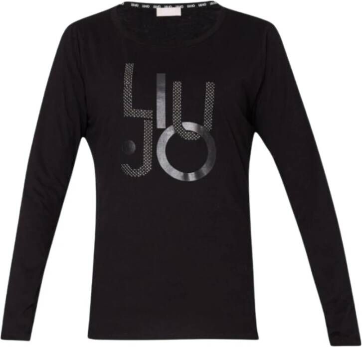 Liu Jo Dames T-Shirt met Langen Mouwen en Logo Black Dames