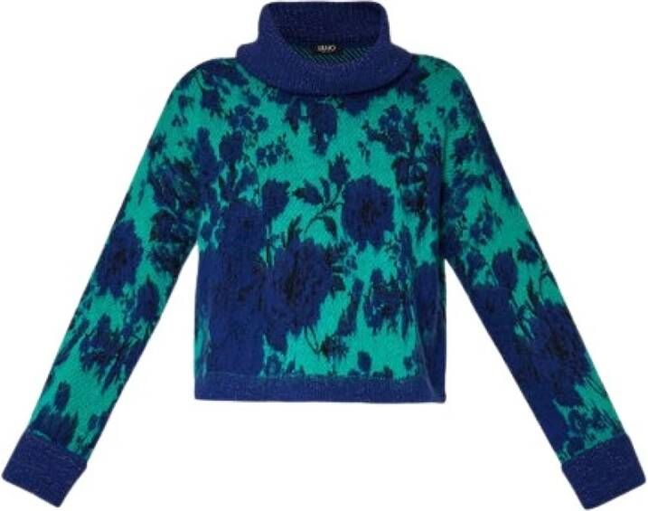 Liu Jo Luxe Jacquard Coltrui Sweater Blauw Dames