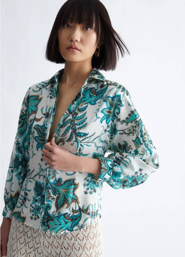 Liu Jo Stijlvolle Paisley Print Twill Overhemd Blauw Dames