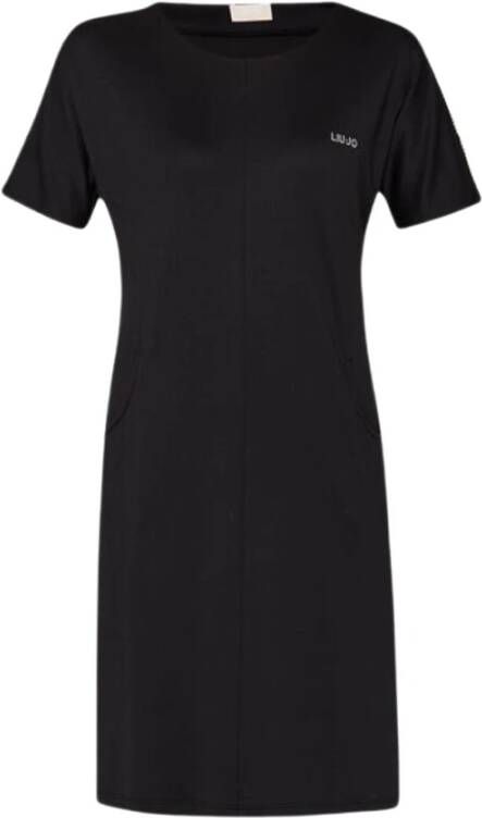 Liu Jo Korte jurk voor dames met strass logo op de borst Black Dames