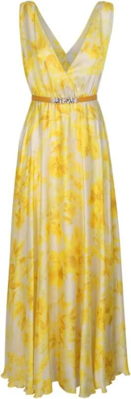 Liu Jo Maxi jurk met bloemenprint Yellow Dames