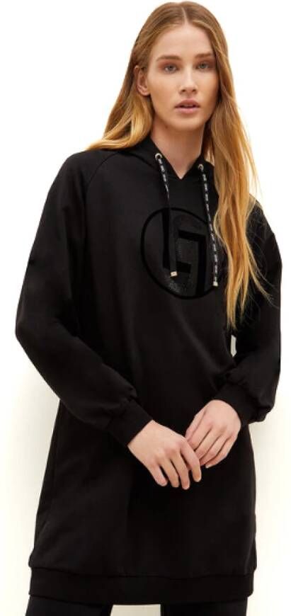 Liu Jo Maxi Logo Hoodie Jurk Zwart Dames