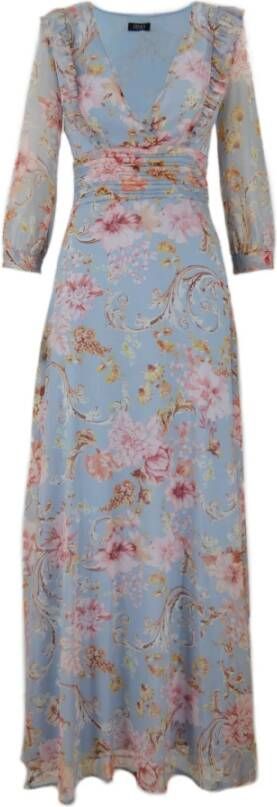 Liu Jo Elegante Bloemen Maxi Jurk Blauw Dames