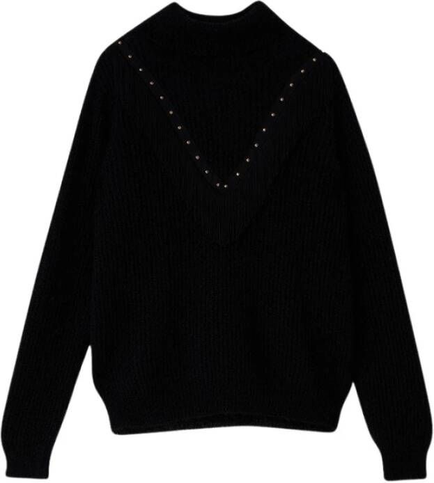 Liu Jo Mohair Franje Coltrui Sweater Zwart Dames
