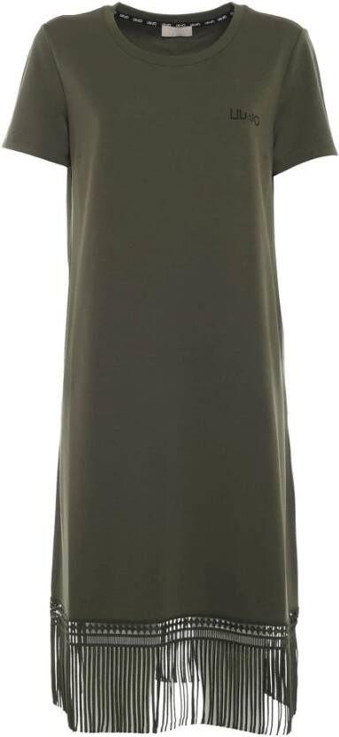 Liu Jo Olijf Fringe Midi Jurk Groen Dames