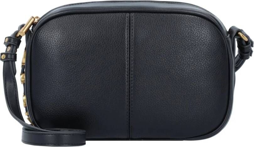 Liu Jo Ovale Camera Case Schoudertas in Zwart Saffiano Eco-Leer Black Dames