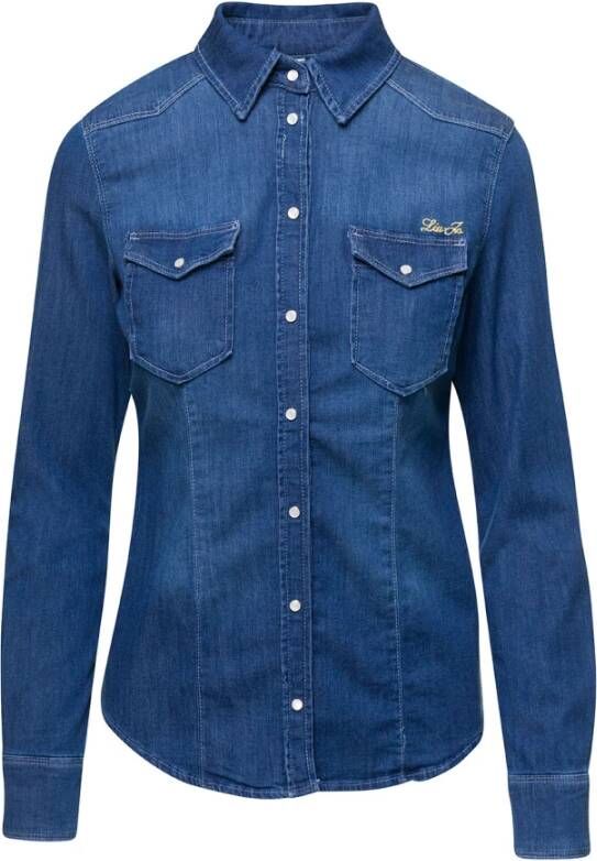 Liu Jo Stretch Katoenen Denim Overhemd voor Dames Blue Dames