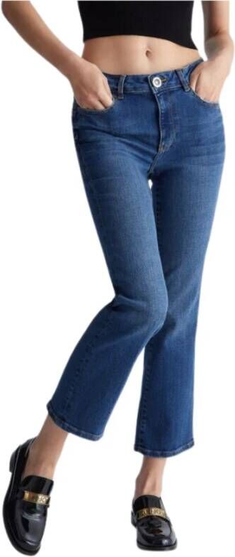 Liu Jo D Princess Trombetta Bottone Gioiello Flared Jeans Blauw Dames