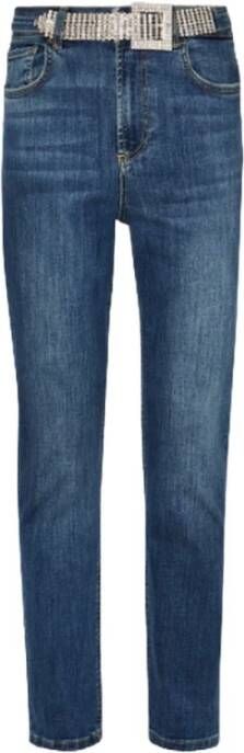 Liu Jo Hoge Taille Rechte Pijp Jeans met Afneembare Riem Blue Dames
