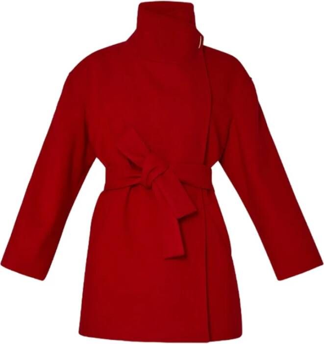 Liu Jo Rode stoffen jas met hoge kraag Rood Dames