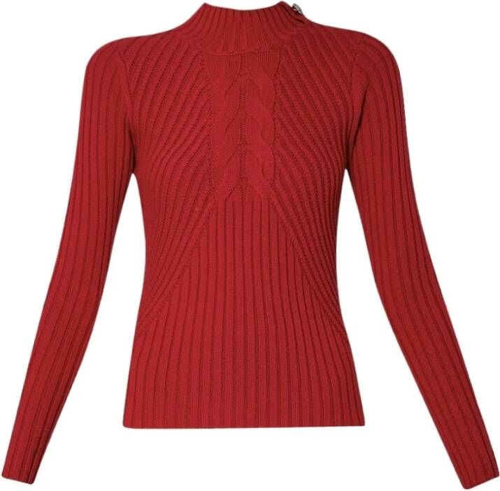 Liu Jo Rode Sweaters met Rib- en Kabelbreiwerk Rood Dames