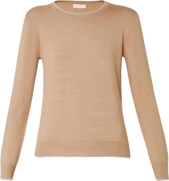 Liu Jo Ronde Hals Pullover met Lurex -inzetten Beige Dames