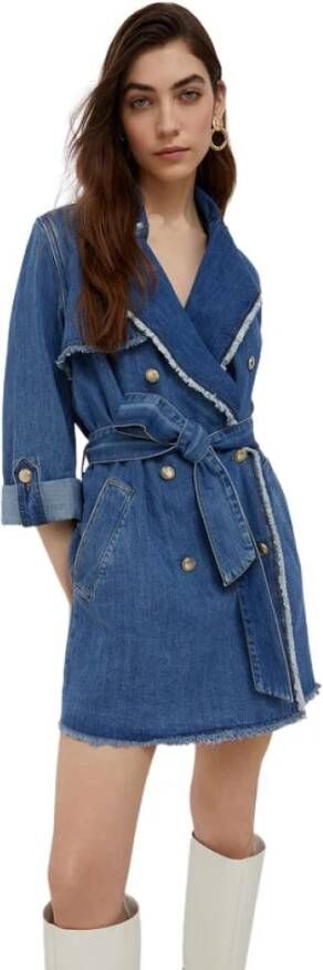 Liu Jo Saffier Trench Denim Jurk Blauw Dames