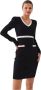 Liu Jo Bruine V-hals jurk met zwarte details Brown Dames - Thumbnail 1