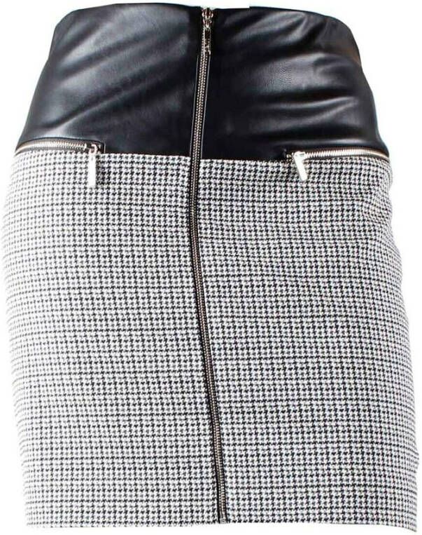 Liu Jo Zwarte Geruite Jeans Rok Black Dames