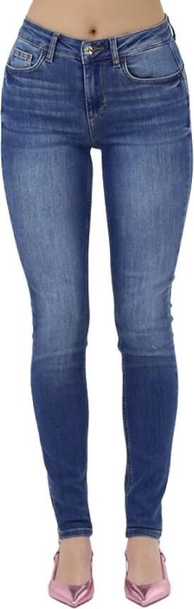 Liu Jo Slim-Fit Distressed High-Waisted Jeans Blauw Dames