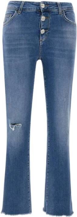 Liu Jo Dames Jeans met Rits en Knoop Blue Dames