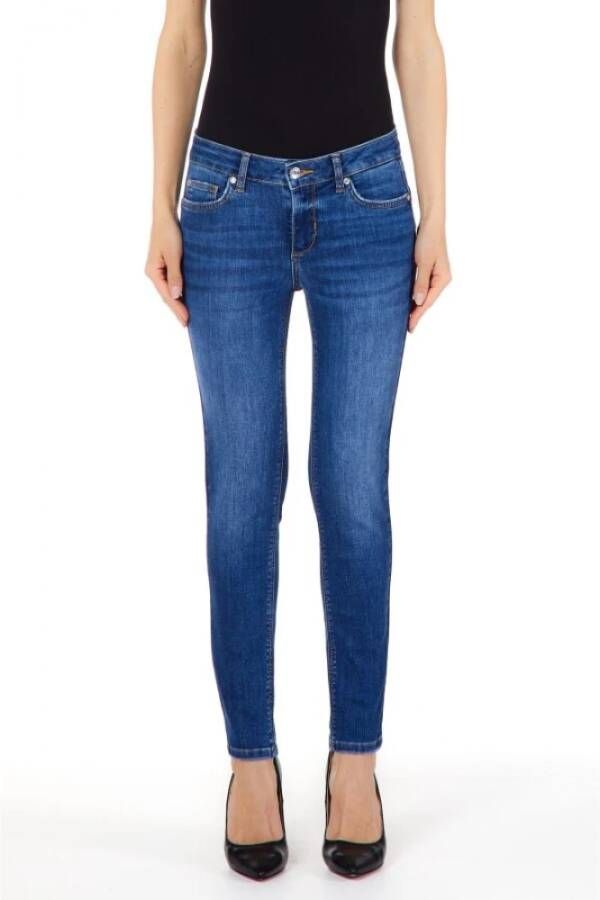 Liu Jo Hoge Taille Skinny Jeans met Gebruikt Effect Blauw Dames