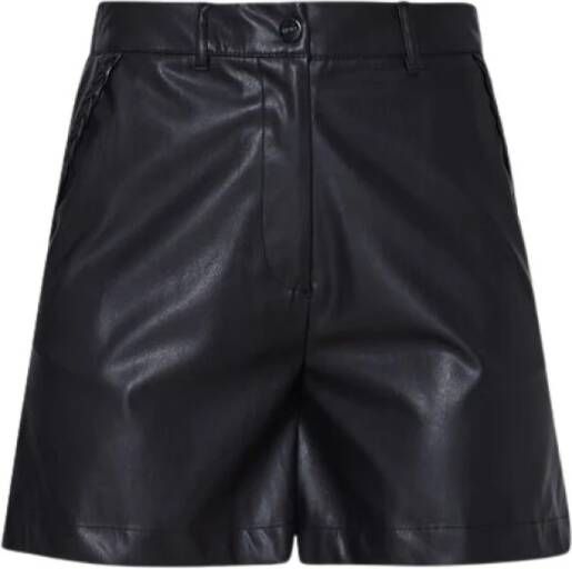 Liu Jo Stijlvolle Coated Fabric Shorts Zwart Dames