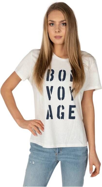 Liu Jo Stijlvolle katoenen T-shirt met uniek nekdetail Beige Dames
