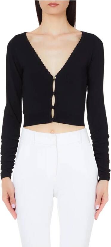 Liu Jo Stijlvolle V-Hals Cardigan voor Dames Zwart Dames