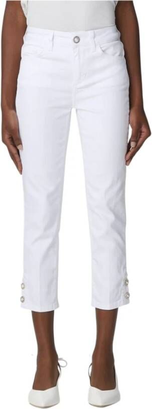 Liu Jo Cropped broek met knopen voor dames White Dames
