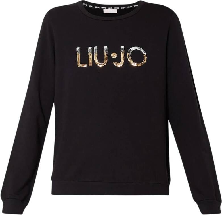 Liu Jo Dames Sweater met Ronde Hals en Voorlogo Black Dames