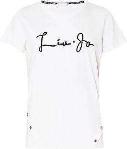 Liu Jo T-Shirt met Logo en Knopen Wit Dames