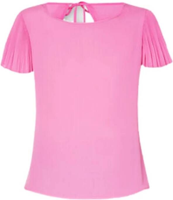 Liu Jo Georgette Top met Geplooide Mouwen en Achteruitsnede Pink Dames