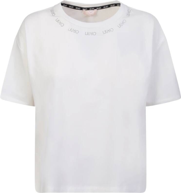 Liu Jo Witte T-shirt met logo print White Dames