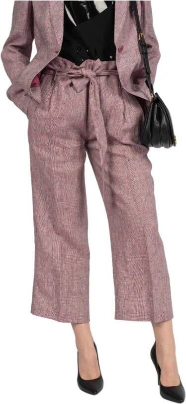 Liu Jo Taps Toelopende Geruite Broek Roze Dames