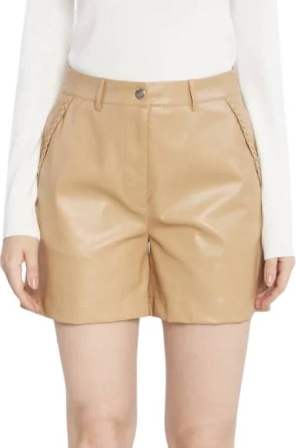 Liu Jo Trendy Coated Fabric Shorts Beige Dames