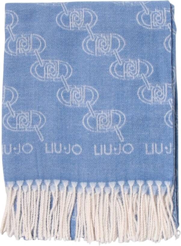 Liu Jo Winter Chic Jacquard Logo Catena Sjaal Blauw Dames